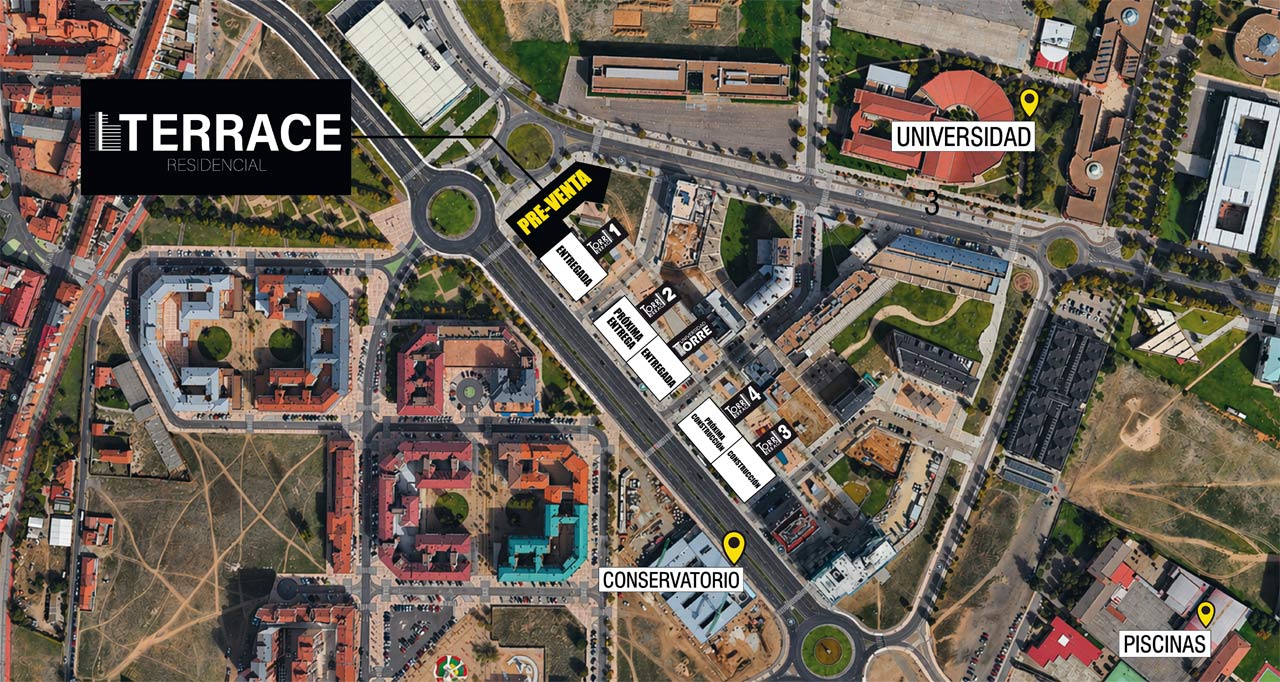 Emplazamiento de Torre Universidad, Torreterrace 1, Torreterrace 2, Torreterrace 3 y Torreterrace 4